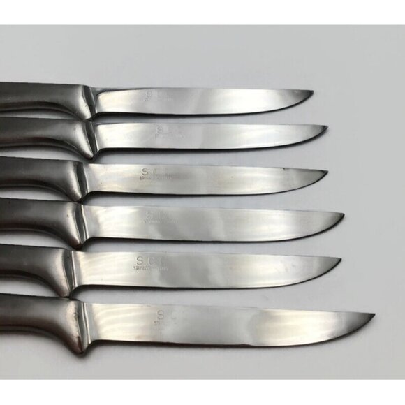 Supreme Cutlery Corp Knives Set of 5 Vintage Stainless Steel + Case S.C.C. Italy - Picture 2 of 10